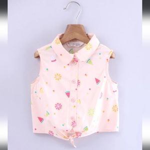 Beebay Girls Fruit Print Tie Front Sleeveless Top, Size 7 Years